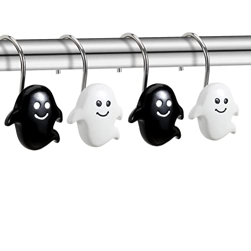 CHICTIE Halloween Ghost Shower Curtain Hooks - Set of 12 Rust-Resistant Rings