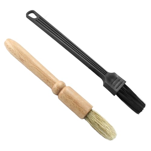 Coufce 2 Pack Coffee Grinder Cleaning Brush Set - Wood & Nylon