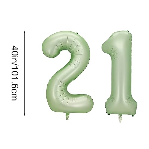 40 Inch Number 21 Olive Green Foil Balloon for Birthday Party Decorations