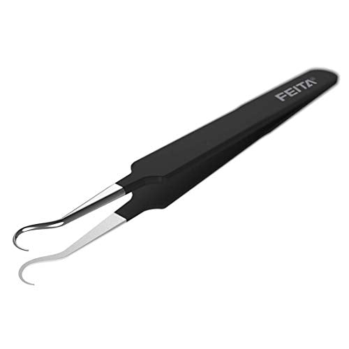 FEITA Curved Blackhead Extraction Tweezers - Surgical Stainless Steel Comedone Extractor Tool for Pimple and Acne Removal