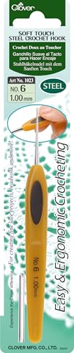 Clover Soft Touch Steel Crochet Hook - 1.00mm Ergonomic Crafting Tool