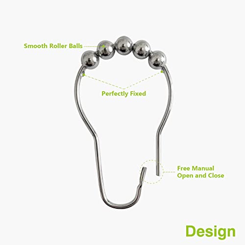 Naiture Stainless Steel Shower Curtain Hooks - Set of 12, Chrome