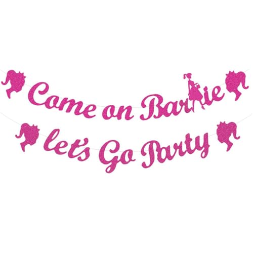 Hot Pink 'Let's Go Girls' Glitter Party Banner for Birthday & Bachelorette