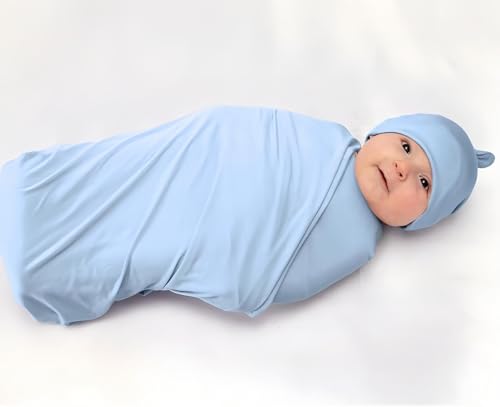 Soft Pink Baby Receiving Blanket & Beanie Set for Newborns