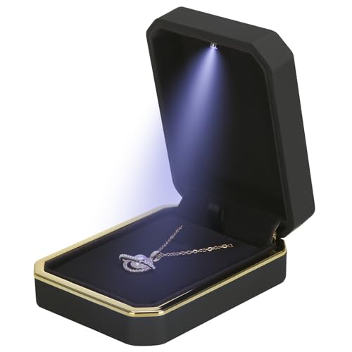 Black Luxury LED Pendant Necklace Gift Box with Velvet Interior