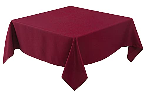 Christmas Square Tablecloth Burgundy 60x60 Inches Holiday Textured Fabric