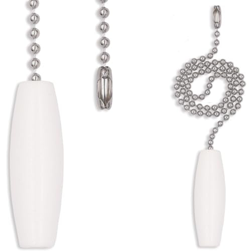 12-Inch Ceiling Fan Pull Chain Set - 2 Pack with Wooden Pendant