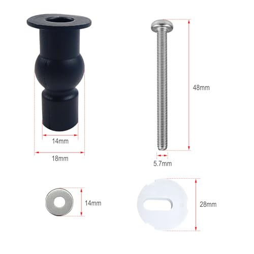 ECUDIS Universal Toilet Seat Hinges & Bolts - 4 Pack M6 Repair Kit