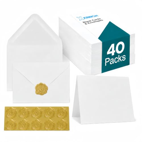 40 Pack 5x7 Blank White Cards and A7 Envelopes for DIY Invitations