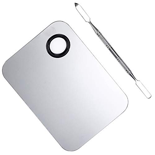 AKIRO Stainless Steel Makeup Mixing Palette and Spatula Set