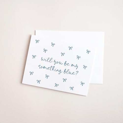 Blue Proposal Card for Wedding - 'Will You Be My Something Blue' Note Card with Envelope