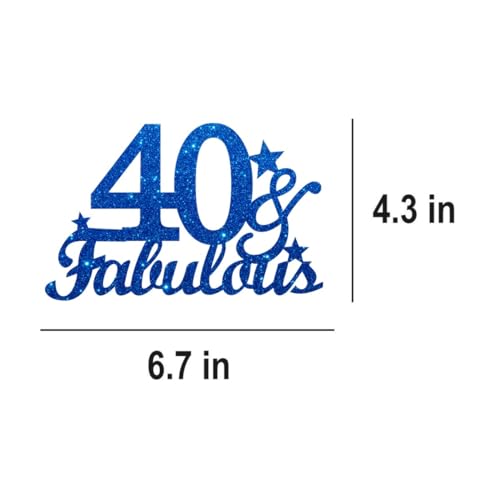 JUTTIRA Blue Glitter 40 & Fabulous Cake Topper for 40th Birthday Party
