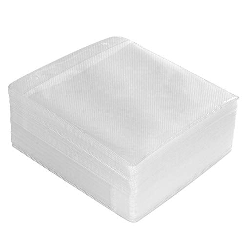 RICHEN Double-Sided CD & DVD Storage Sleeves - 100 Pack (White)