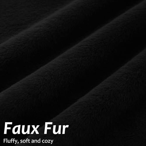 Pallene Black Faux Fur Throw Pillow Covers 18x18 (Set of 2)