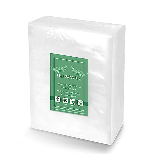 HUISPARK Heavy Duty Vacuum Sealer Bags - 100 Pcs, 2.7" x 4"
