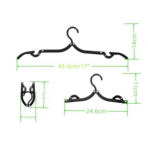 Foldable Travel Hangers - 10 Pack Black Portable Clothes Hangers for Camping & Cruise