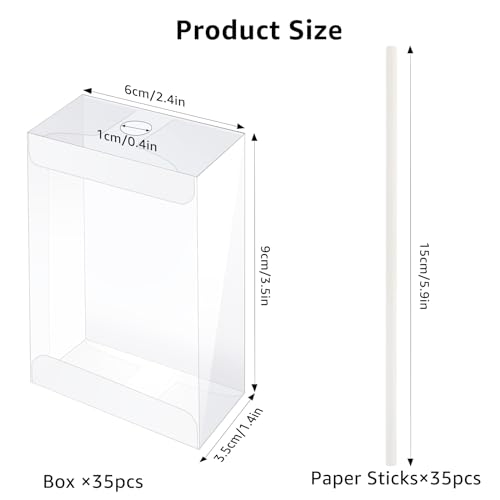 35-Pack Clear Rice Crispy Treats Boxes with Sticks for Treats