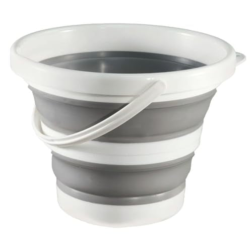 Gray Collapsible Bucket 5L - Portable Water Bucket for Cleaning & Camping
