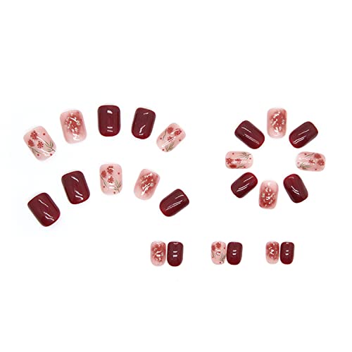 Vezocim Short Press on False Nails - 24Pcs Reusable Acrylic Fake Nails
