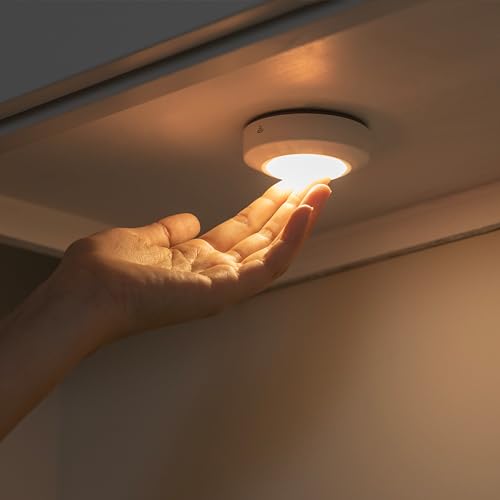 Amazon Basics Motion Sensor LED Puck Light, Color Changing, IR Remote, 2-Pack