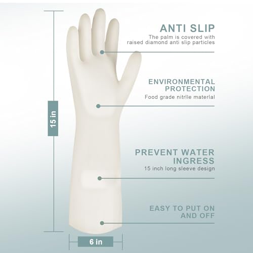 Medium Nitrile Cleaning Gloves - 15 Inch, Reusable & Hypoallergenic