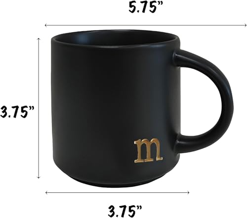 Black Ceramic Coffee Mug 15 oz with Gold Monogram - Variation M