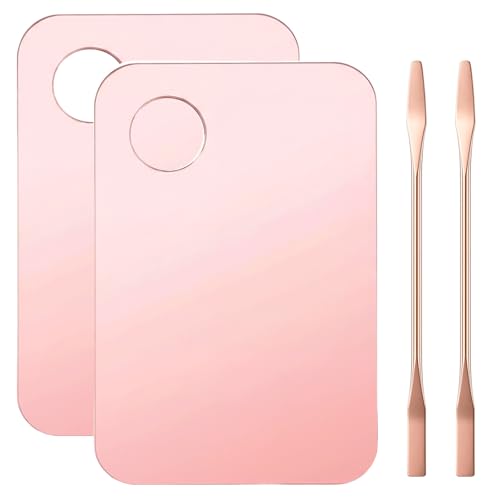 Makeup Mixing Palette and Spatula Set Clear Acrylic Cosmetic Tray (Pink)