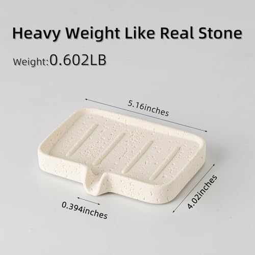 Self-Draining Travertine Stone Soap Dish - Off White Bar Soap Holder