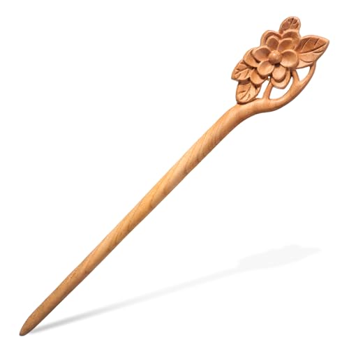 Wooden Hair Stick - Retro Flower Carved Chinese Hair Chopstick Pin