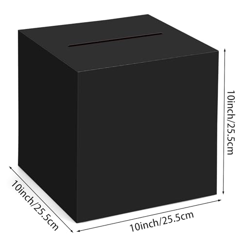 Black Card Box for Weddings & Events - 10x10x10 Inch Gift Holder