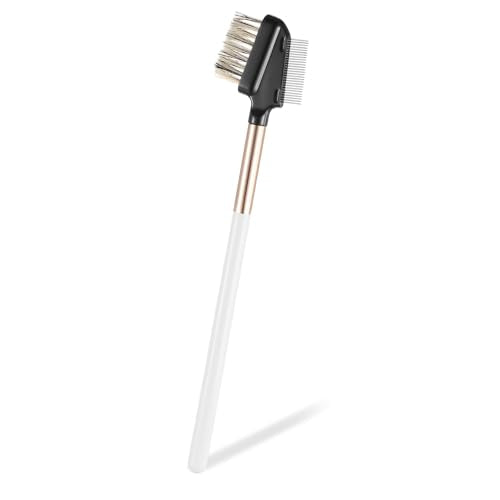 Sliverdew 2-in-1 Metal Eyelash Comb and Eyebrow Brush with Stainless Steel Teeth and Wood Handle