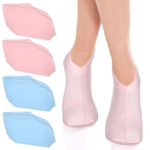 Moisturizing Cotton Socks for Dry Cracked Feet - 4 Pairs Reusable Overnight Foot Treatment