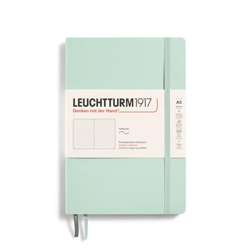 LEUCHTTURM1917 - Notebook Softcover Medium A5-123 Numbered Pages for Writing and Journaling (Mint Green, Dotted)