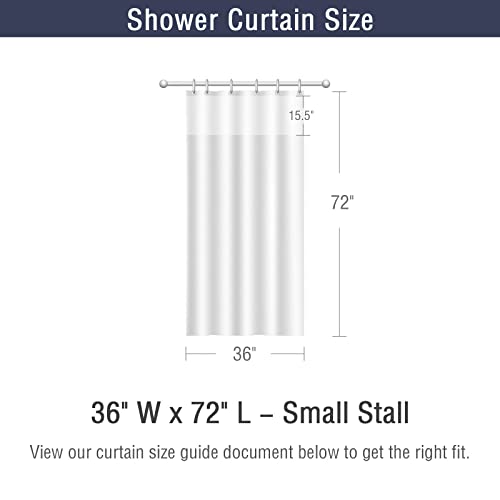 Gibelle Black Shower Curtain, 36x72 Narrow Fabric with Mesh Top Window