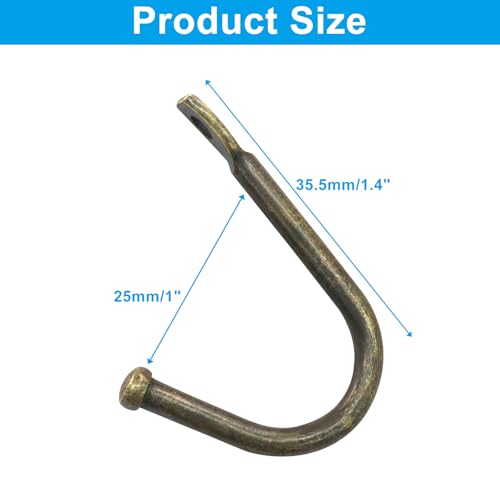 Bronze Wrought Iron Single Prong Hooks - Set of 10 with Screws, Rustic Home Decor