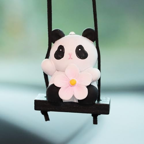 Panda Swinging Cartoon Animal Car Hanging Ornament - Cute Rear View Mirror Pendant