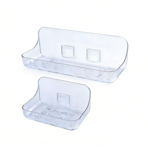 Acrylic Wall Mounted Storage Organizer Set - Drill-Free Bathroom Caddy