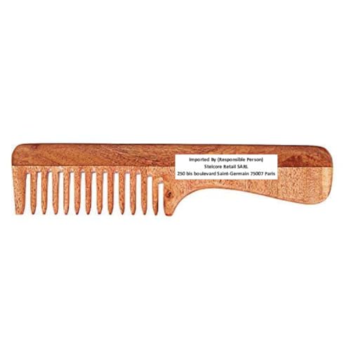 SVATV Handcrafted Neem Wood Hair Comb for Anti-Static Detangling