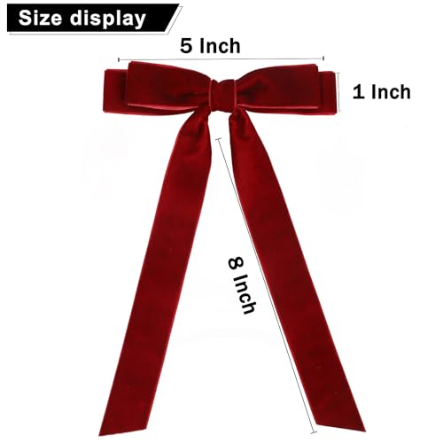 Hipcheer Large Velvet Hair Bow Clips - 5 Inch Wine Red Bows, 2 Pack