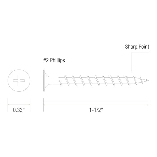 Grip-Rite #6 x 1-1/2 Inch Coarse Thread Drywall Screws - Pack of 204, Phosphate Coated