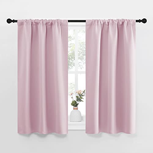 NICETOWN Blackout Curtains for Small Windows, Baby Pink, 34"W x 45"L (2 Panels)