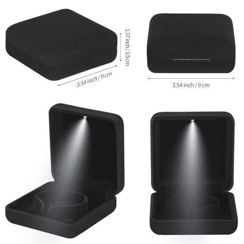 LETURE Glossy Velvet Jewelry Bracelet Box with LED Light - Perfect Gift for Engagement and Anniversaries