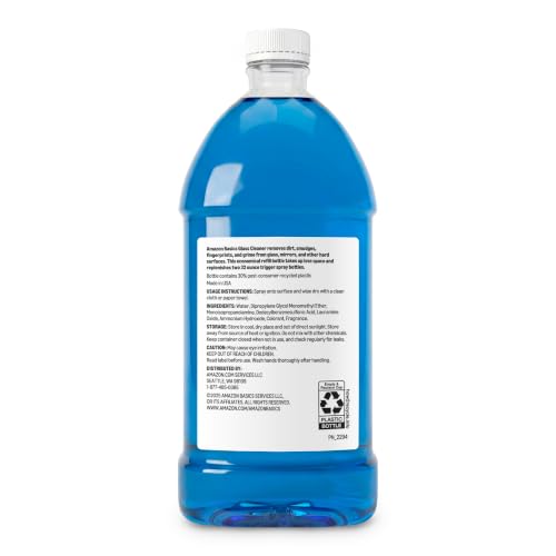 Amazon Basics Glass Cleaner Refill 67.6 Fl Oz - Streak-Free, Eco-Friendly, Cleans Windows & Mirrors