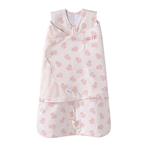 HALO 100% Cotton Sleepsack Swaddle - 3-Way Adjustable Wearable Blanket, Blush Watercolor Rose, Small (3-6 Months)