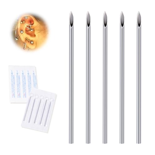 16G Sterile Body Piercing Needles 10-Pack Stainless Steel - DJCIW