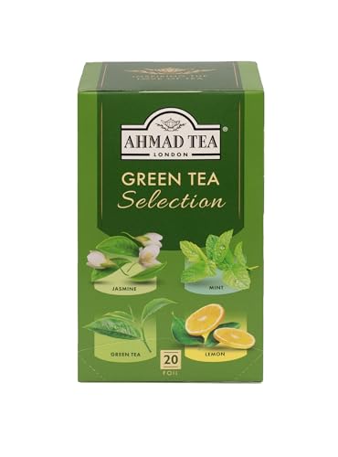 Ahmad Tea Green Tea Selection Variety Pack - 20 Tagged Tea Bags
