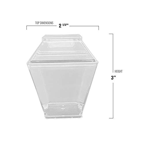Kaya Clear Square Plastic Mini Cups with Lids 3.5 oz Pack of 12