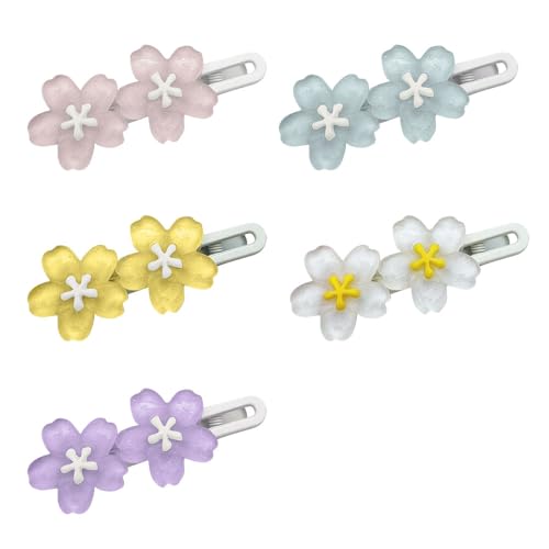 5-Piece Floral Acrylic Alligator Hair Clips Set for Women