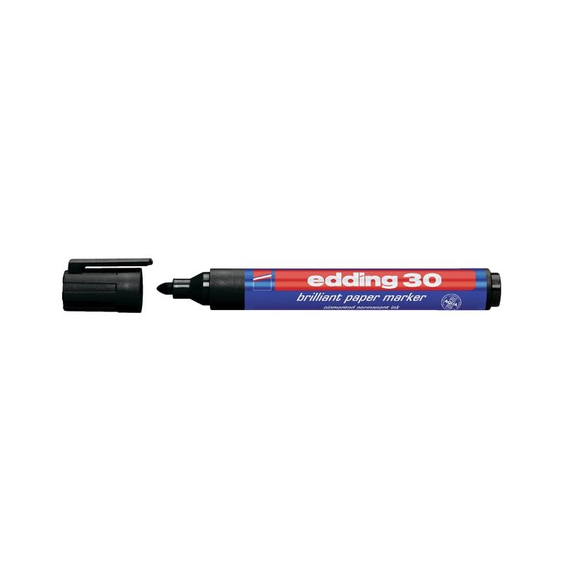 Edding 30 Brilliant Black Paper Marker - Waterproof, Permanent Ink