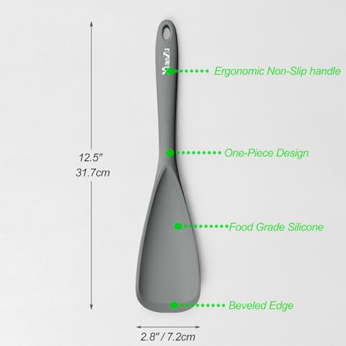 XiaoZu 12.6" Silicone Cooking Spoon Spatula - Grey, 2-Piece Set